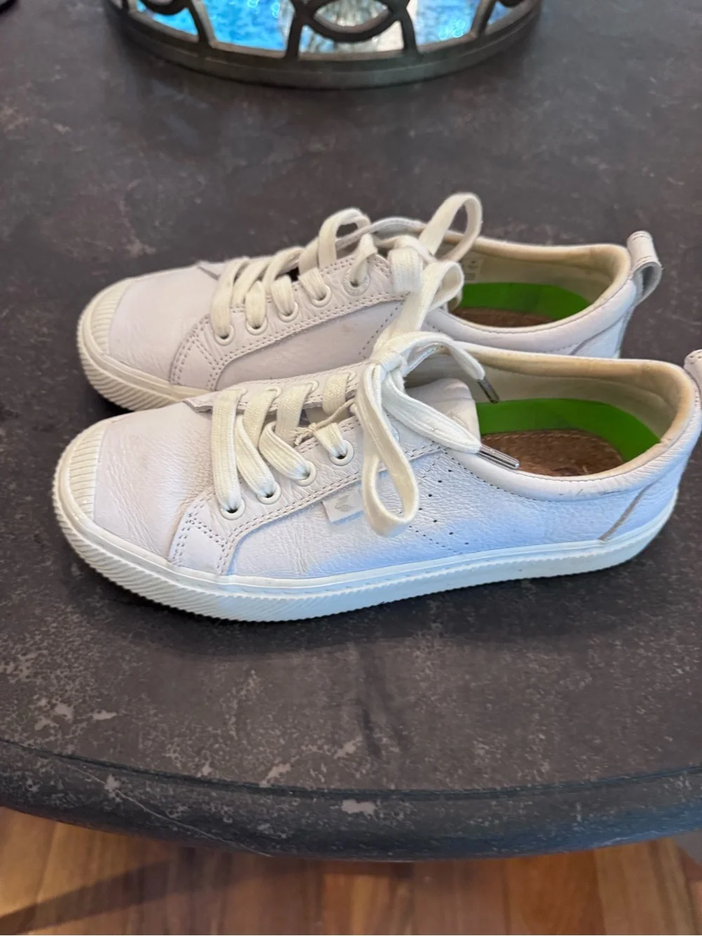 Women's White Low-Top Leather Sneaker